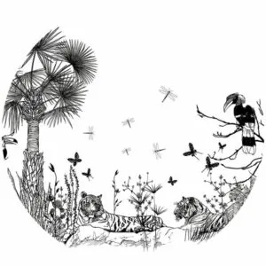 Jungle Landscape Illustration Splashback