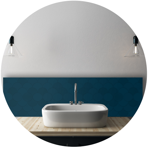 dark blue splashback