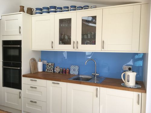 pastel coloured kitchen