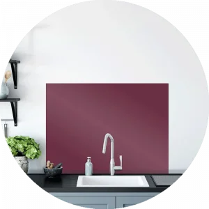 Red Ruche Glass Splashback