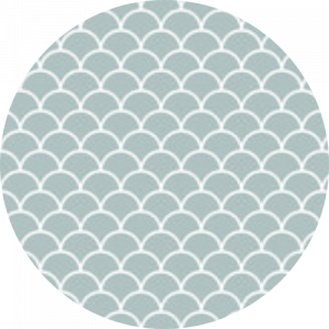 Powdered Blue Printed Scallop Tile Splashback